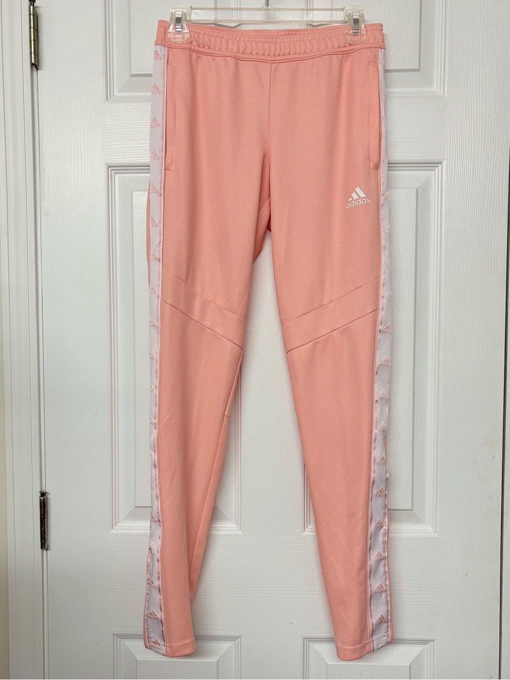 ADIDAS Peach Logo Stripe Tapered Fit Track Pants Sz XS